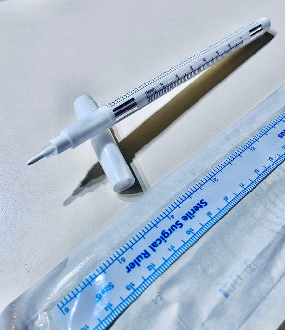 WHITE Skin Marking Pen with Ruler (Sterile Pack)